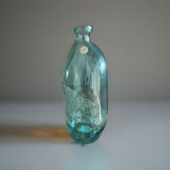 Vidrios San Miguel Spain 100% Recycled Glass Hand Made Vase 14” Tall Blue/Green - Picture 1 of 7